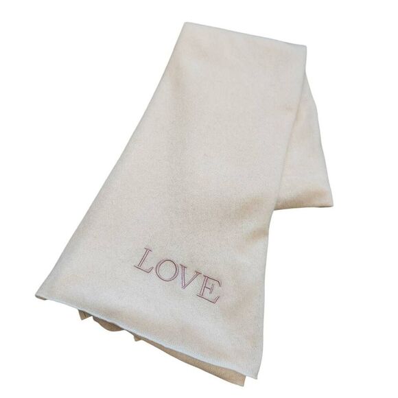 Naked Cashmere Large Scarf Travel Wrap Love Valentines Day Ivory Breast Cancer - Picture 3 of 6